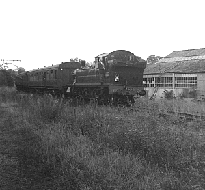 4555 gingerly creeps through Staverton on the first train up the branch for three years: October 1965.