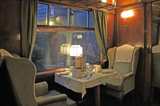 The interior of 9111 "King George" ready for an Dining Train service in 2016.